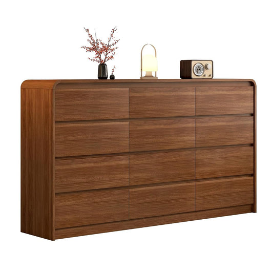 Modern 12-Drawer Dresser 63-Inch Wide, Curved Anti-Collision Design