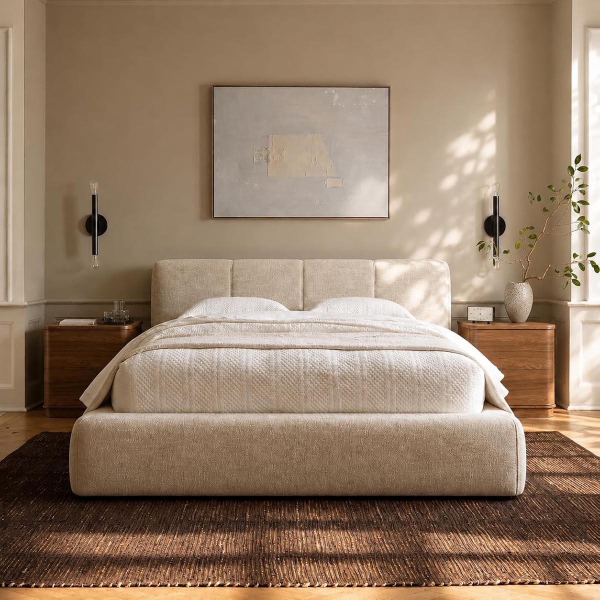 Cloud Queen Bed Frame with 6'' Headboard, All-Foam Cushioned