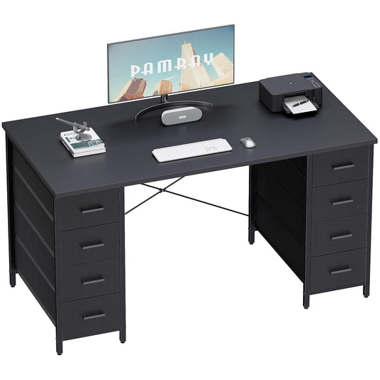 47 Inch Computer Desk with 8 Fabric Drawers for Home Office Work