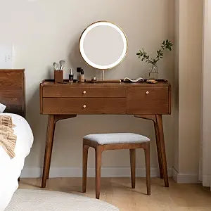 Small Vanity Desk, Solid Wood Dressing Table with Drawer Divider, view 2