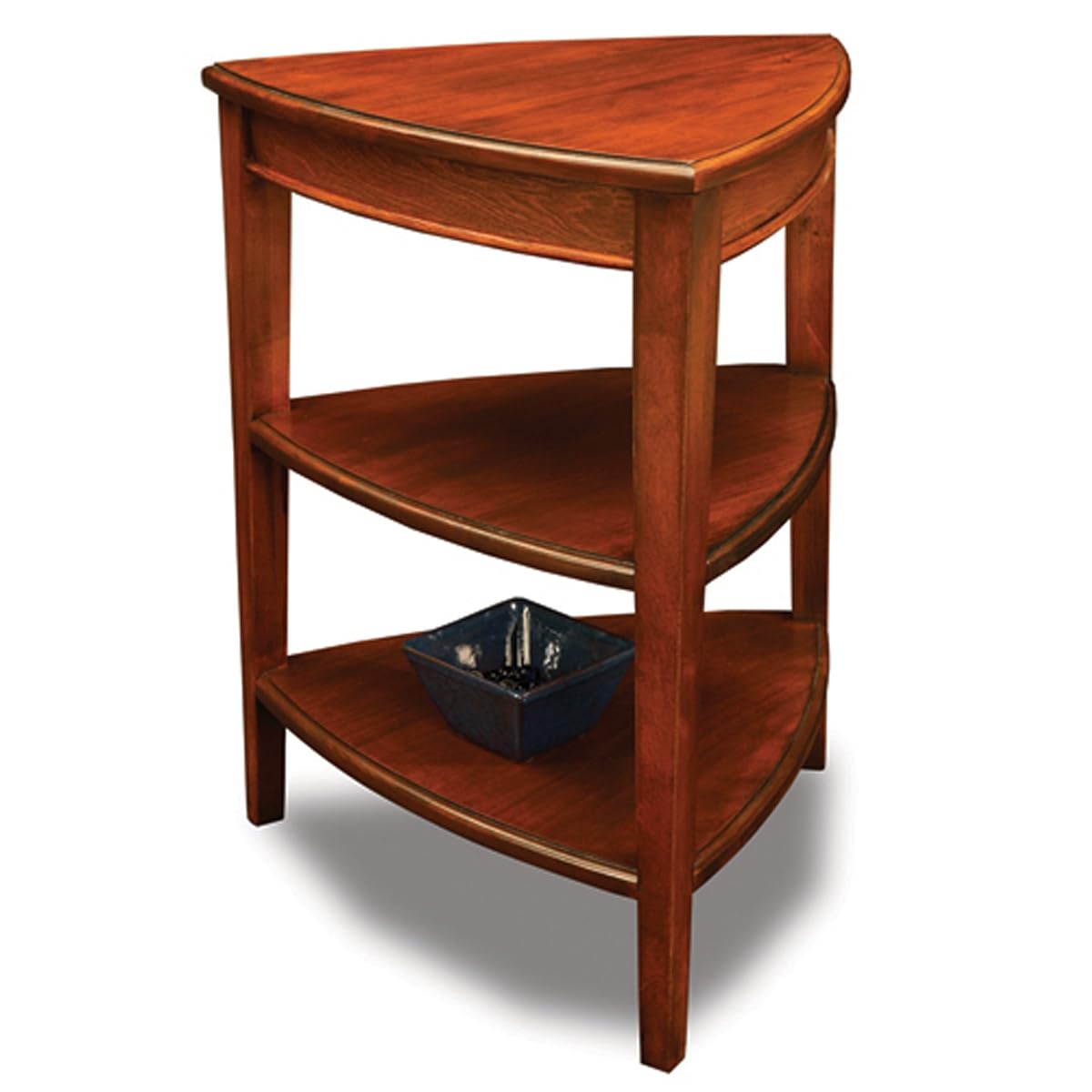 Shield Solid Wood Tiered End Table with Shelves, Glazed Auburn Brown, Perfect for Living Rooms, Bedrooms, and Small Spaces – 9009