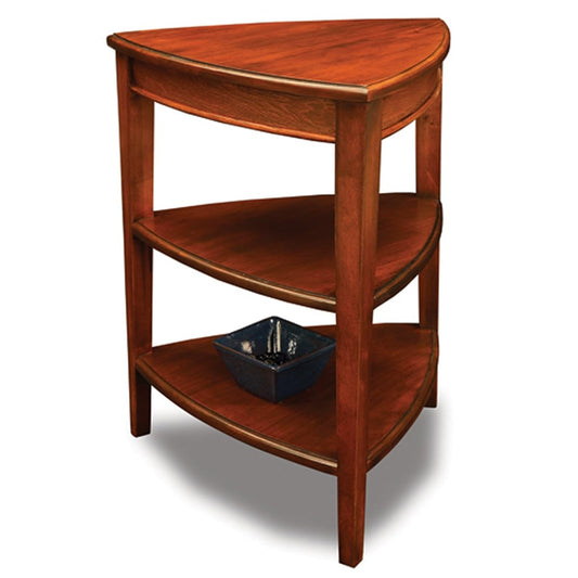 Shield Solid Wood Tiered End Table with Shelves, Glazed Auburn Brown, Perfect for Living Rooms, Bedrooms, and Small Spaces – 9009