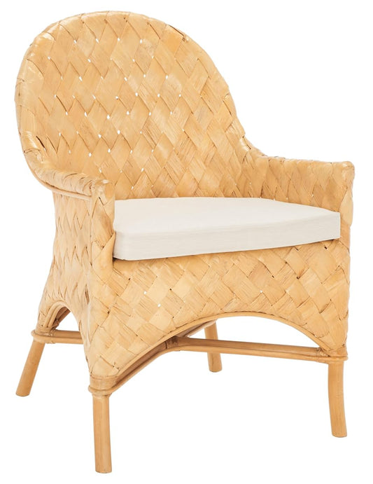 Home Collection Chorus Tropical Natural Honey Rattan Woven Dining Chair with Cushion (Fully Assembled)