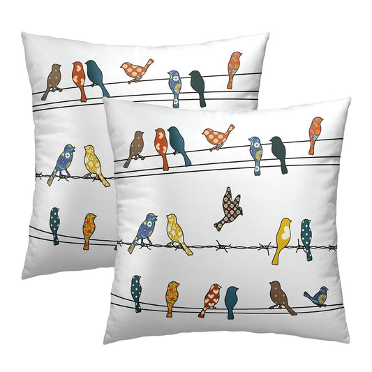 Rowley Birds Throw Pillow Covers 18x18 Set of 2 Colorful Boho Cute Farmhouse
