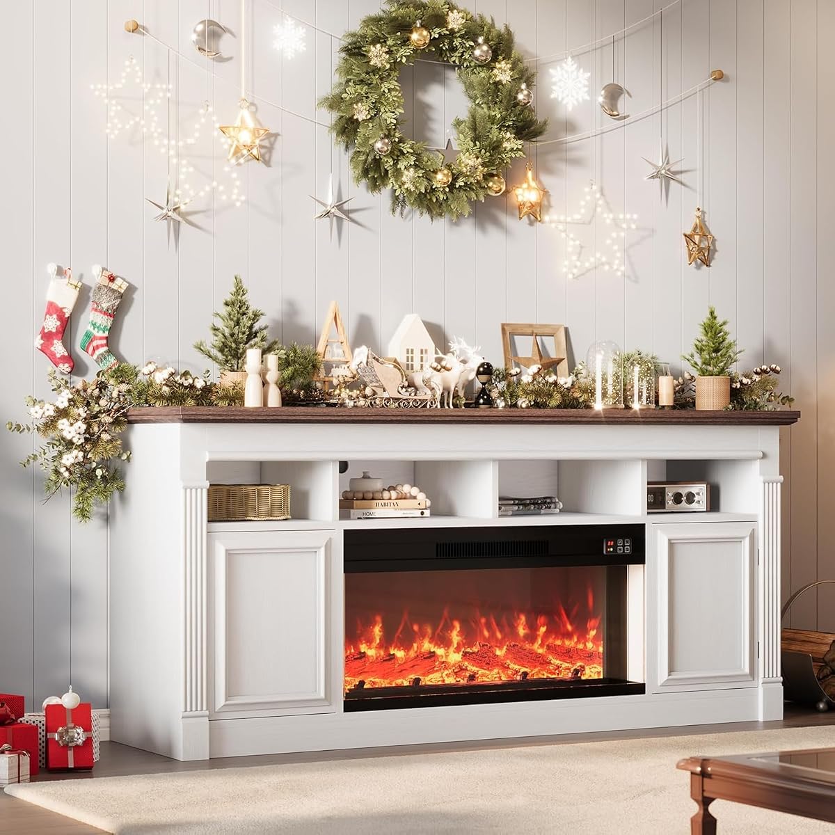 36 Inch Electric Fireplace with Remote, Four-Color Flame,Fireplace Only