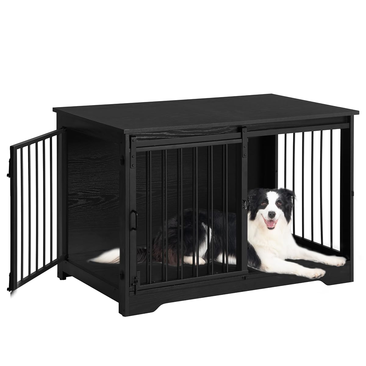 39.3" L Dog Crate Furniture Indoor Dog Kennel with Barn Door