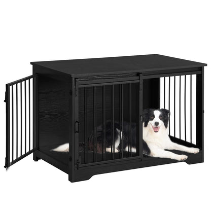 39.3" L Dog Crate Furniture Indoor Dog Kennel with Barn Door