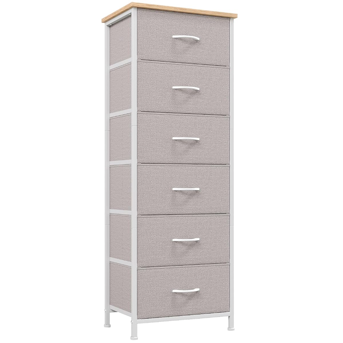 Tall Dresser for Bedroom, 6 Drawer Storage Cabinet, Ash Grey
