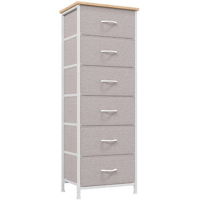 Tall Dresser for Bedroom, 6 Drawer Storage Cabinet, Ash Grey