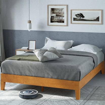 Alexis Deluxe Wood Platform Bed Frame, Solid Wood Foundation