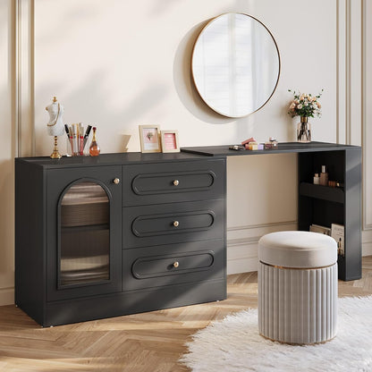 Corner Vanity Desk with 3 Drawers