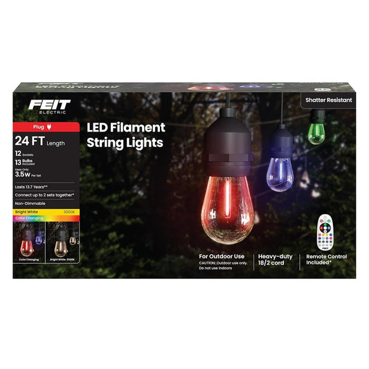 Color changing linkable LED outdoor string light with remote