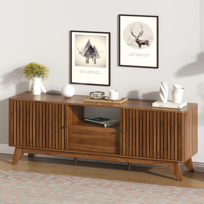 TV Stand for Tvs up to 75", Mid Century Modern TV Console with Sliding Door