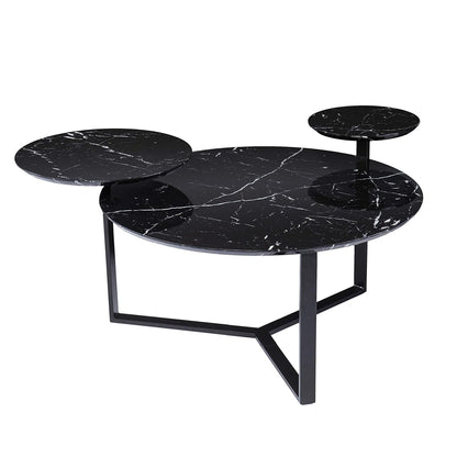 Saxelby Faux Marble Cocktail Table - Transitional Design, Black Iron and Wood - Ideal for Living Room, Family Room (CK1125100)