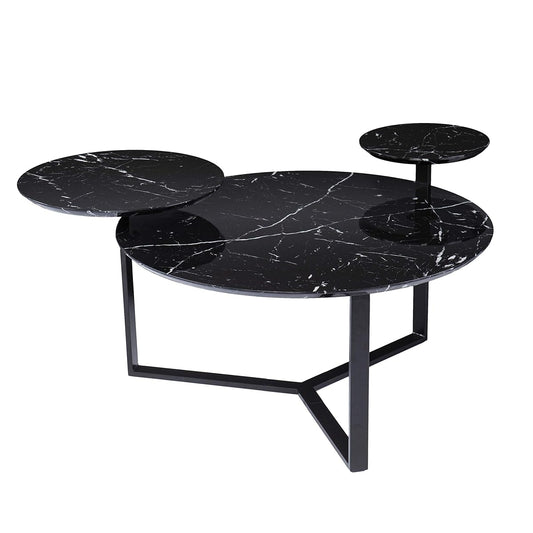 Saxelby Faux Marble Cocktail Table - Transitional Design, Black Iron and Wood - Ideal for Living Room, Family Room (CK1125100)