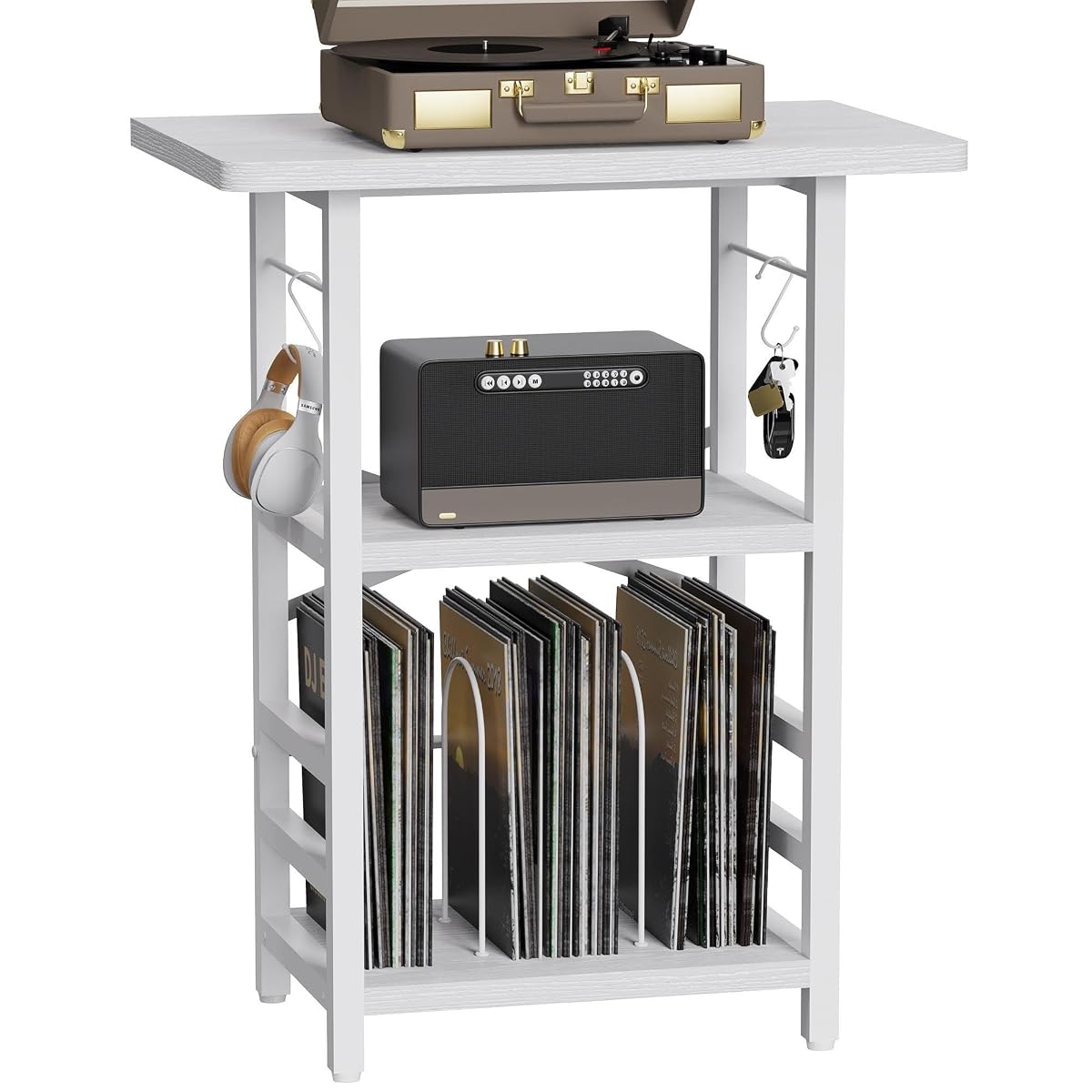 Record Player Stand with Extended Desktop
