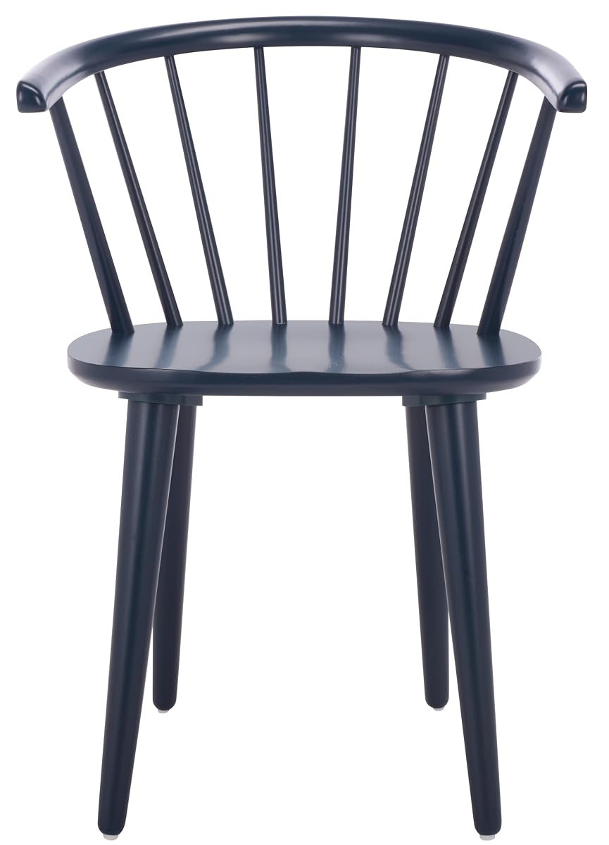 SAFAVIEH Furniture - Blanchard Side Chair Set of 2 - Navy - Solid Wood - Farmhouse Spindle - Ideal for Dining Room, Kitchen, Living Room, 18" Seat Height (AMH8512Q-SET2)