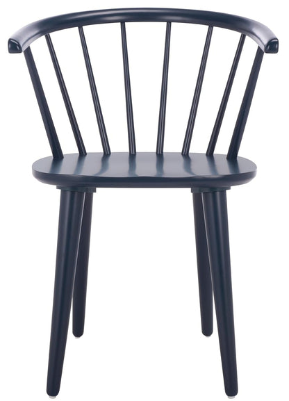 SAFAVIEH Furniture - Blanchard Side Chair Set of 2 - Navy - Solid Wood - Farmhouse Spindle - Ideal for Dining Room, Kitchen, Living Room, 18" Seat Height (AMH8512Q-SET2)