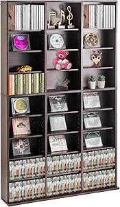 Media Storage Cabinet, 9-Layer DVD Shelf, Adjustable CD Shelves 27 Compartments, view 2