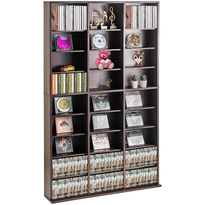 Media Storage Cabinet, 9-Layer DVD Shelf, Adjustable CD Shelves 27 Compartments