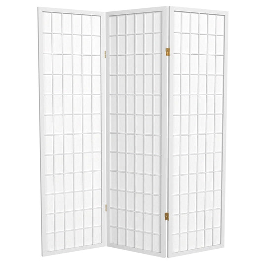 5 ft. Tall Window Pane Shoji Screen - White - 3 Panels