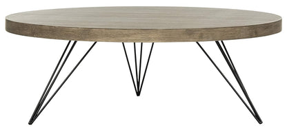 Safavieh Home Collection Mansel Mid-Century Light Oak Hairpin Leg Round Coffee Table