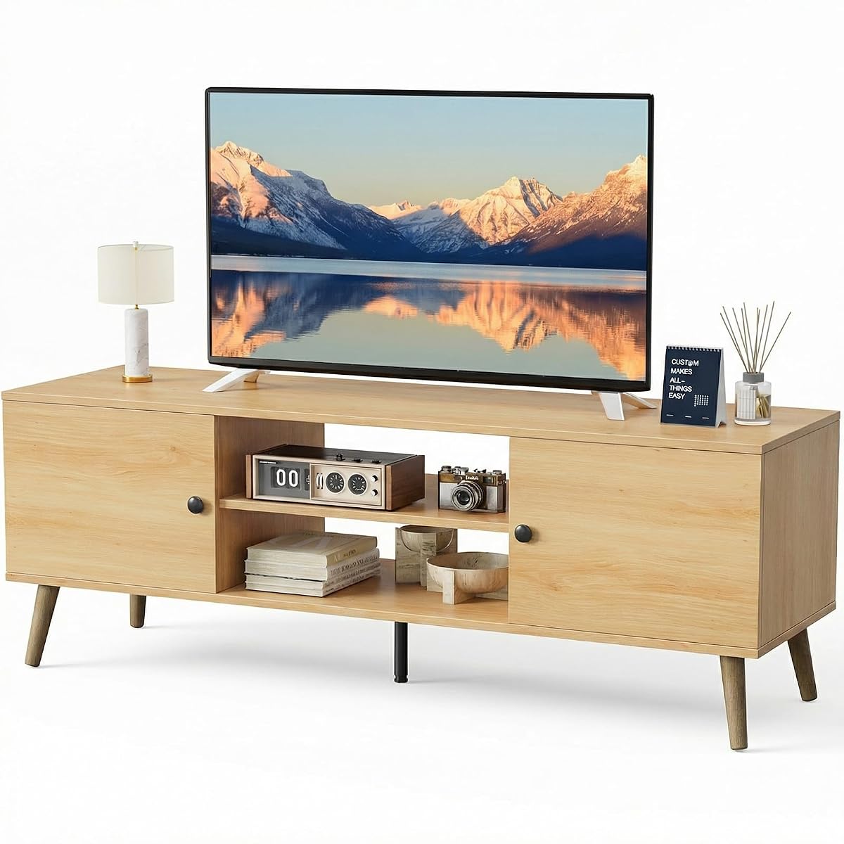 TV Stand for 55 60 Inch TV, Entertainment Center with Storage