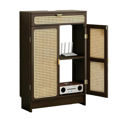 WiFi Router Storage Cabinet with Adjustable Shelves, No Back Panel
