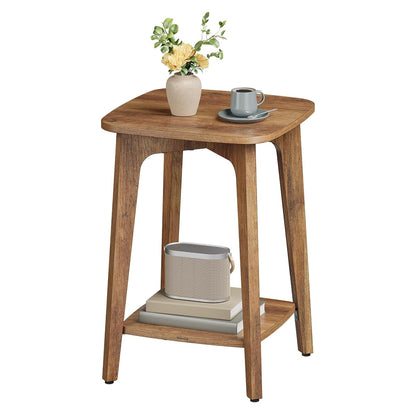 VASAGLE Side Table, 2-Tier Small Square End Table, Nightstand | With Tapered Legs, Curved Transitions, Honey Brown, MAEZO Collection, ULET236K01