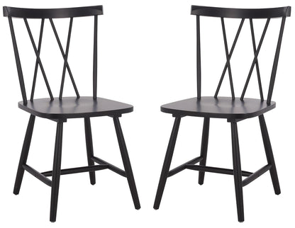 SAFAVIEH Furniture - Tayten Dining Chair Set of 2 - Matte Black Solid Wood - Windsor Style Spindle Back Chair - Ideal for Dining Room, Kitchen, 17.7" Seat Height (DCH8502C-SET2)