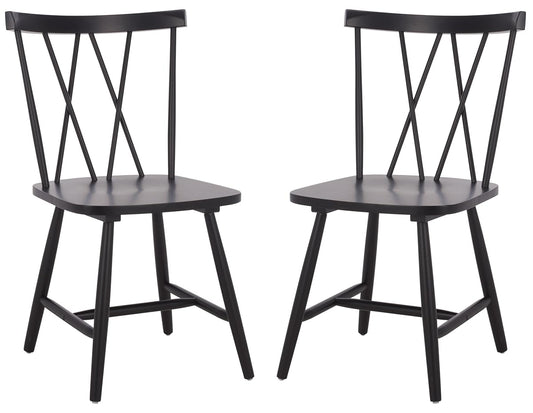 SAFAVIEH Furniture - Tayten Dining Chair Set of 2 - Matte Black Solid Wood - Windsor Style Spindle Back Chair - Ideal for Dining Room, Kitchen, 17.7" Seat Height (DCH8502C-SET2)