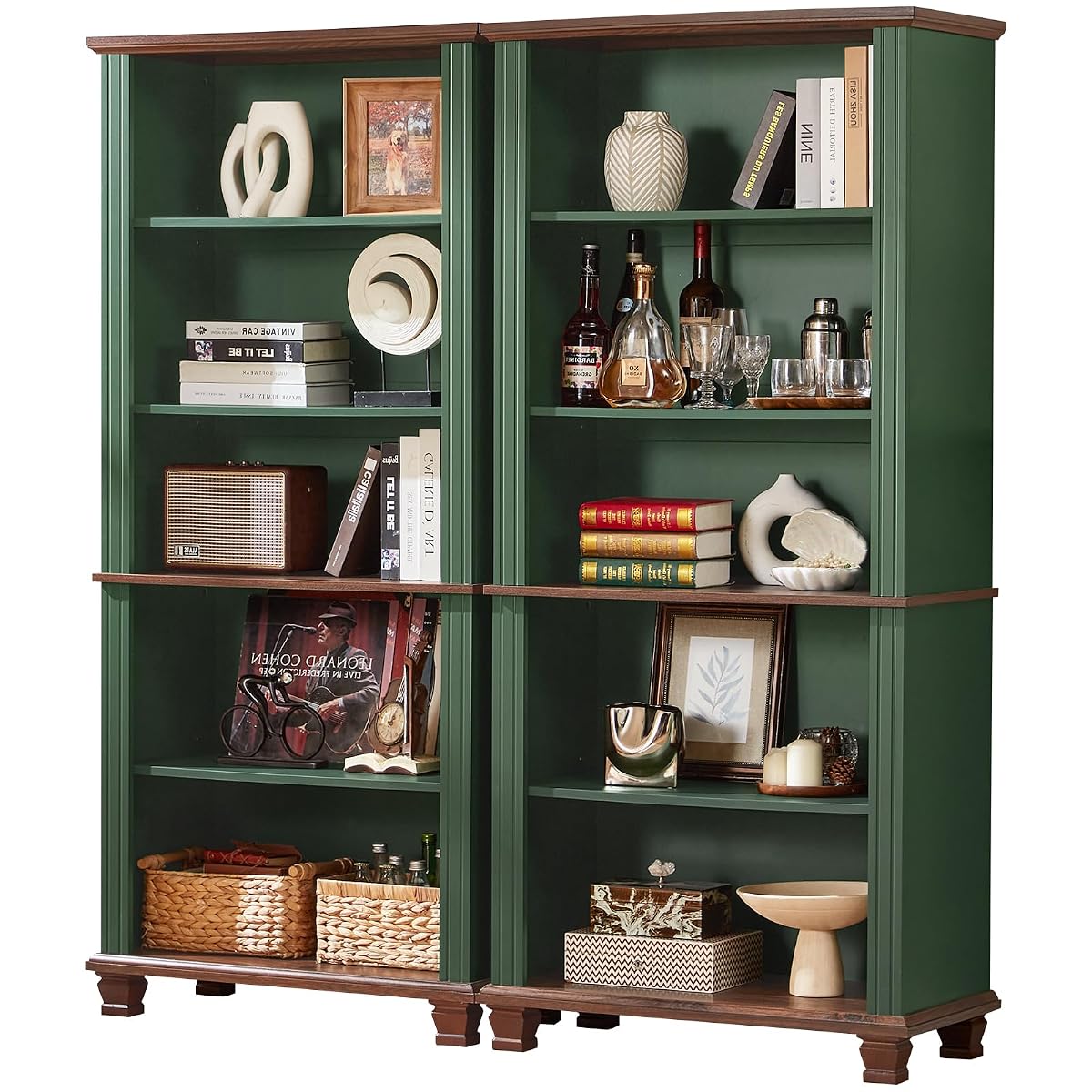 70" Tall Green Bookshelf