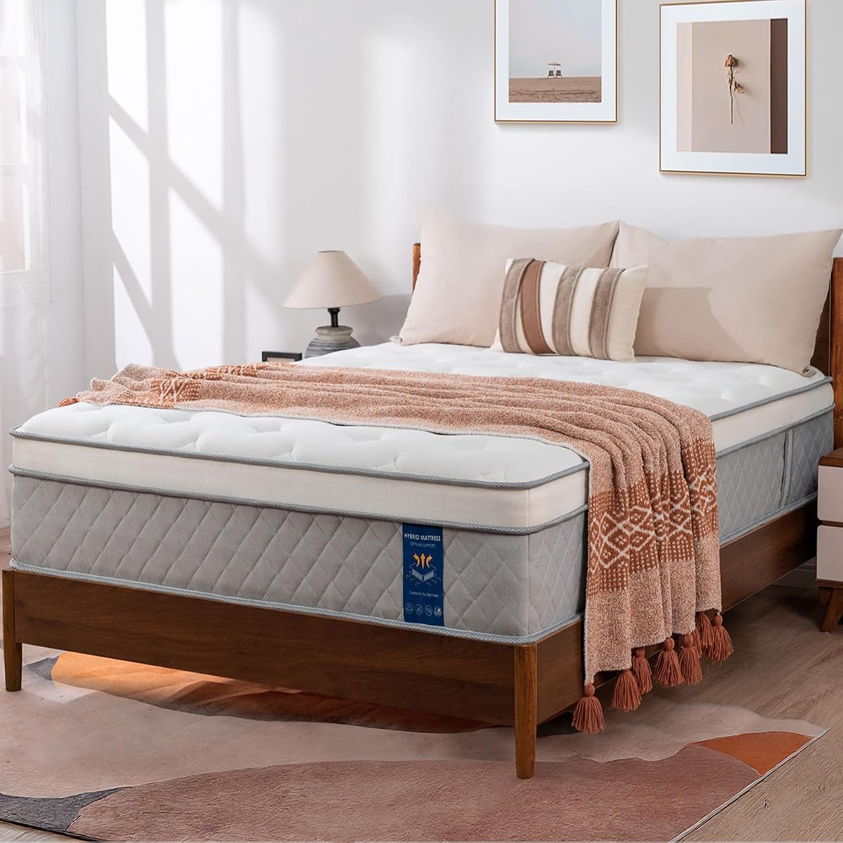 Full Mattress 12 Inch Plush Mattress in a Box Hybrid Memory Foam
