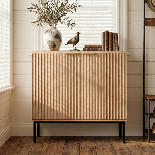 Fluted Buffet Cabinet with Storage, Sideboard for Dining Room