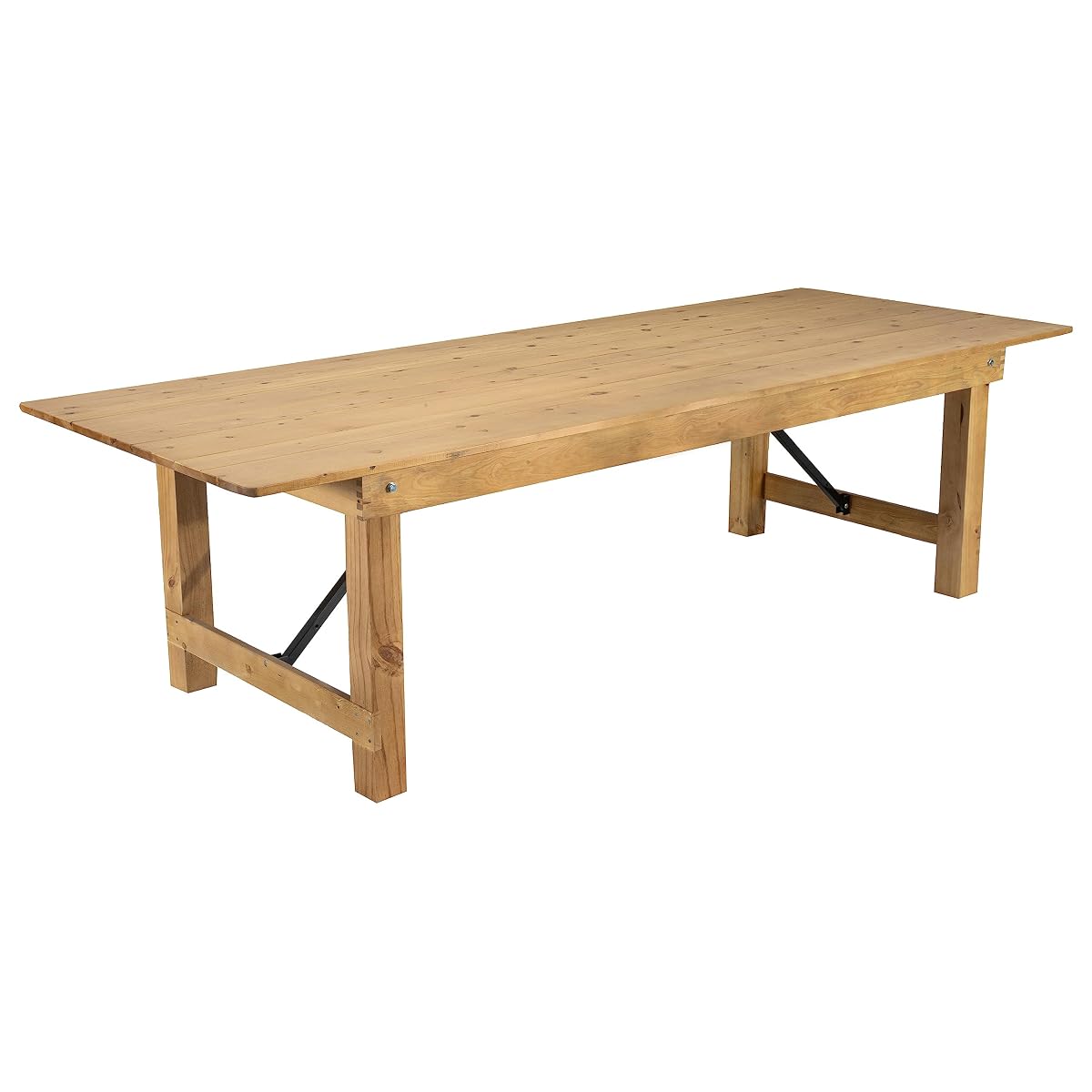 Hercules Commercial Grade Farmhouse Dining Table | Solid Pine Foldable Table for 10 in Antique Rustic Light Natural | Rustic Charm for Home and Events