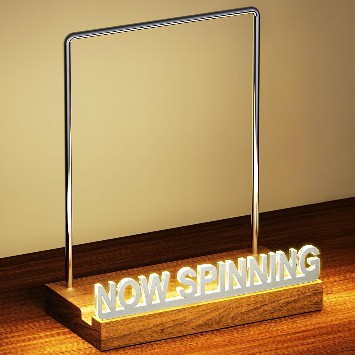 Vinyl Record Stand with Adjustable Warm White Lights