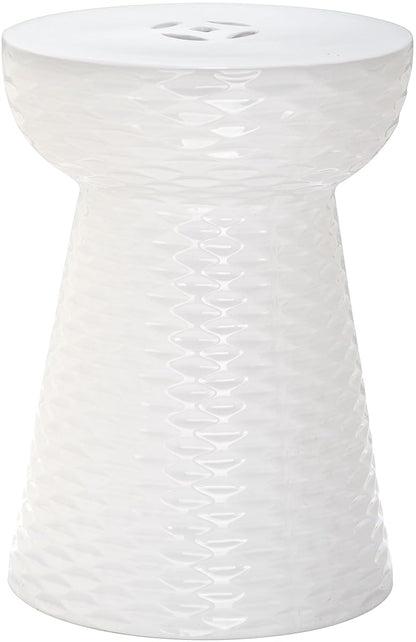 SAFAVIEH Furniture - Daphne Decorative Garden Stool - White - Ceramic - Artisan Hand-Painted Design - Ideal for Living Room, Patio, Garden - Fully Assembled (ACS4523A)