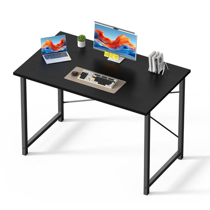 44 Inch Computer Office Desk for Small Spaces, Writing Gaming Work Desk Modern Study Table with Metal Frame Home Bedroom, Black