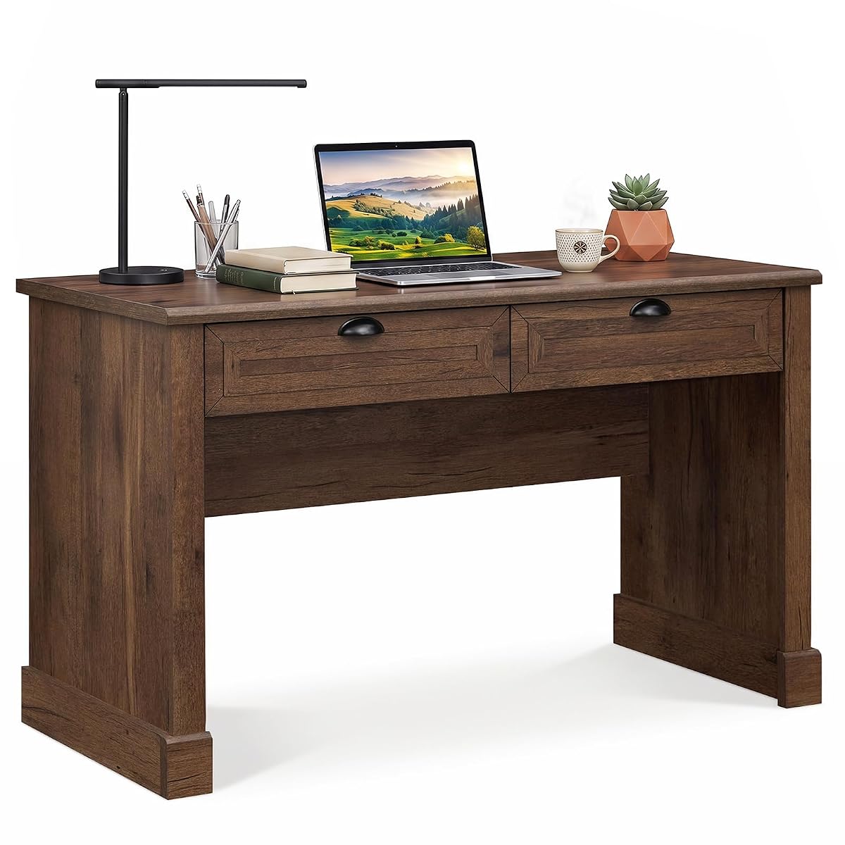 48” Computer Desk with 2 Drawers, Farmhouse Executive Desk