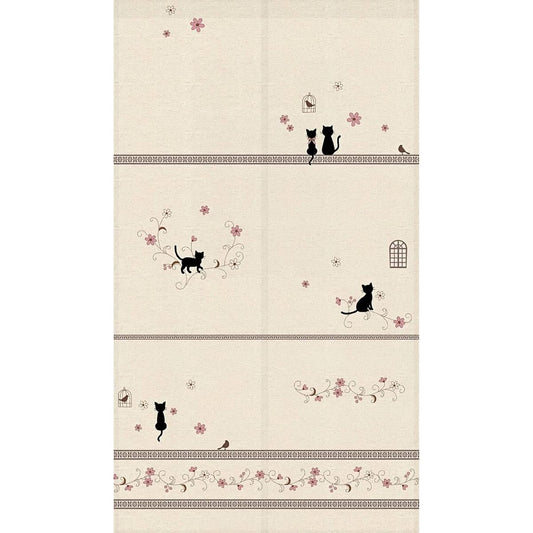 Noren Doorway Curtain Cute Cat Pattern Long Size 67in Japanese Door Curtains Privacy Divider Partition for Bathroom Kitchen Bedroom Door Curtain Home Decor(Black Cat, 33.5" W x 67" L) NR1866