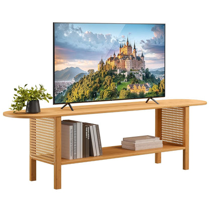 Bamboo TV Stand with Storage for TVs up to 65"
