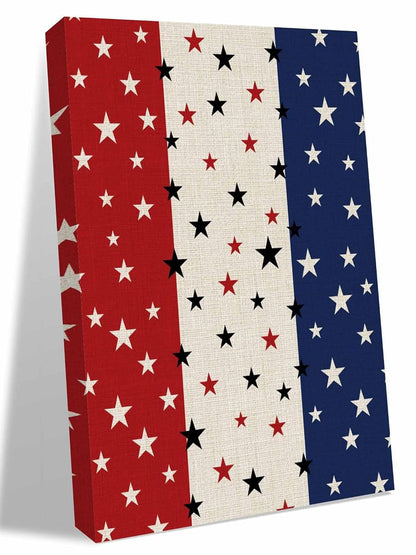 NuYeBiofx Independence Day Stripes and Stars Canvas Wall Art Prints,48"x32" Framed Picture Artwork Vintage USA Flag Star Printed Canvas Oil Painting for Living Room Bedroom Office,Ready to Hang