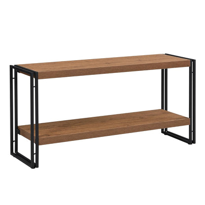 2 Shelf Bookcase Small Display Book Shelf Rustic Industrial, Brown