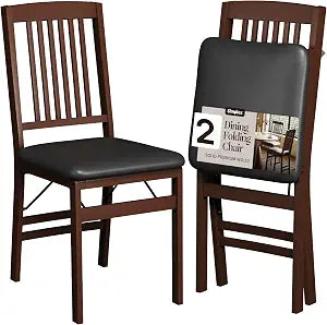 Folding Wood Dining Chairs, Padded, No Assembly, 2 Pack, view 2