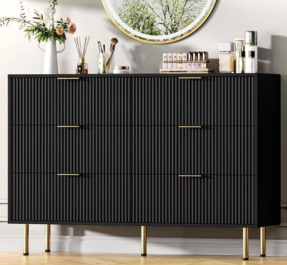 GAOMON 6 Drawer Dresser for Bedroom, 47" Fluted Dresser Chest of Drawers