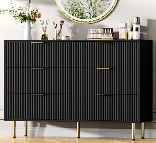 GAOMON 6 Drawer Dresser for Bedroom, 47" Fluted Dresser Chest of Drawers