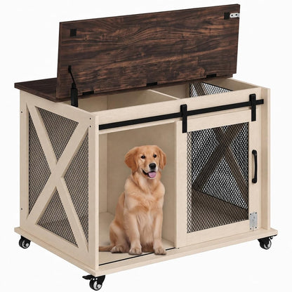 37" Dog Crate Furniture, Side End Table, Farmhouse Dog Crate