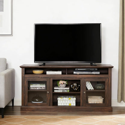 Farmhouse TV Stand for 65 Inch TV, Wide Entertainment Center, Brown