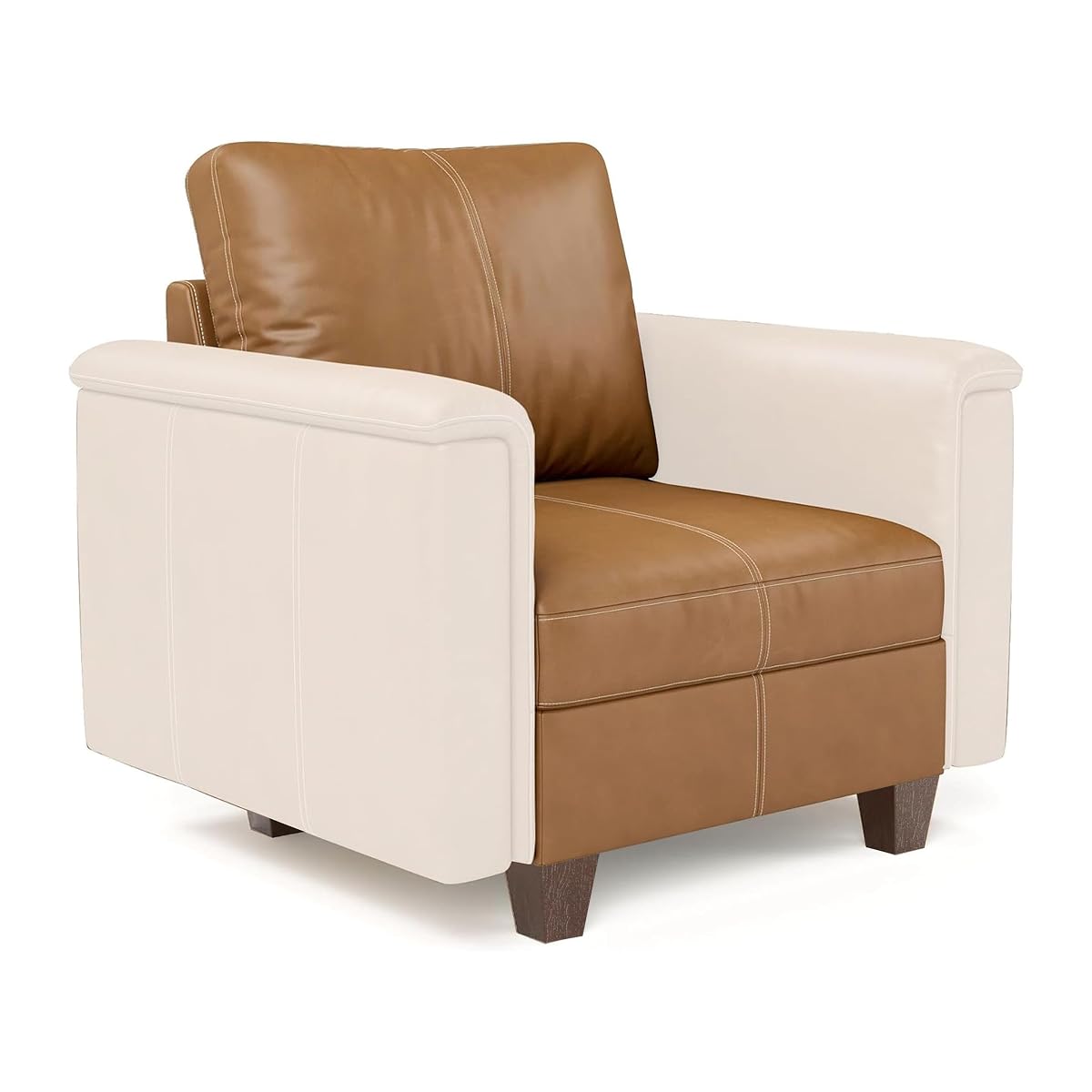 Faux Leather Modular Sectional Sofa with Storage, Mid Century Modern Sectional Couches for Living Room, Accessories, Middle Armless Chair Sectional, Brown