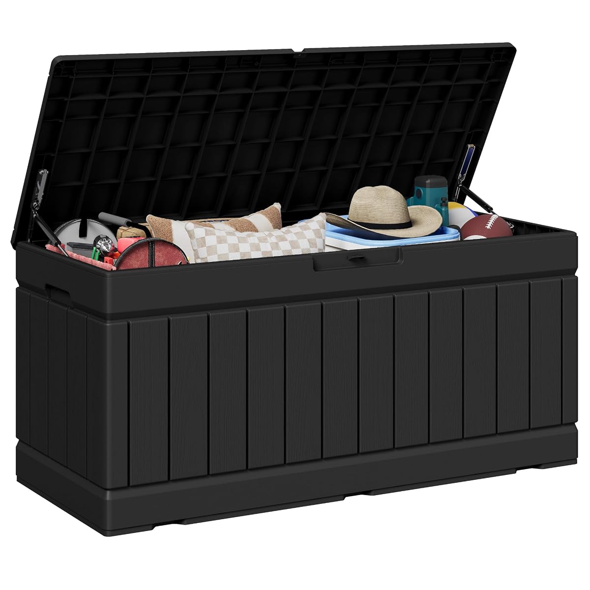 78 Gallon Outdoor Deck Box Large Resin Storage Box for Patio Furniture Cushions and Garden Tools (Black)